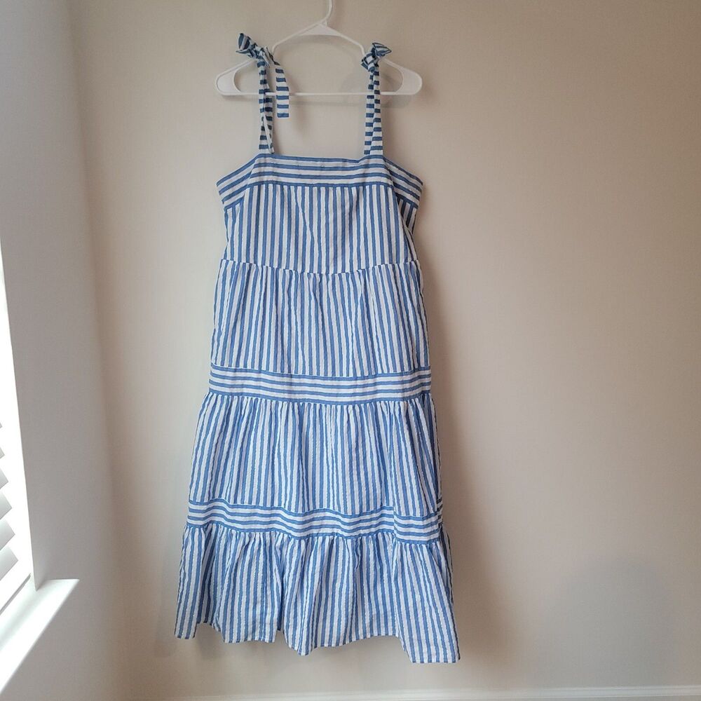 For‎ The Republic Womens Dress Size Large Midi Stripe Tiered Dress Cottagecore